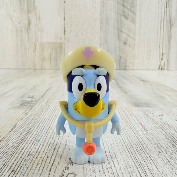 Bluey with HATS Flat Ears Chip Shop Hat Nurse Doctor Fishing Dress Up Set NEW - Picture 4 of 10